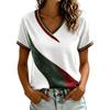 Women's V-Neck Short Sleeve T-Shirt with Mexico Inspired Graphic Print for Casual Daily Wear