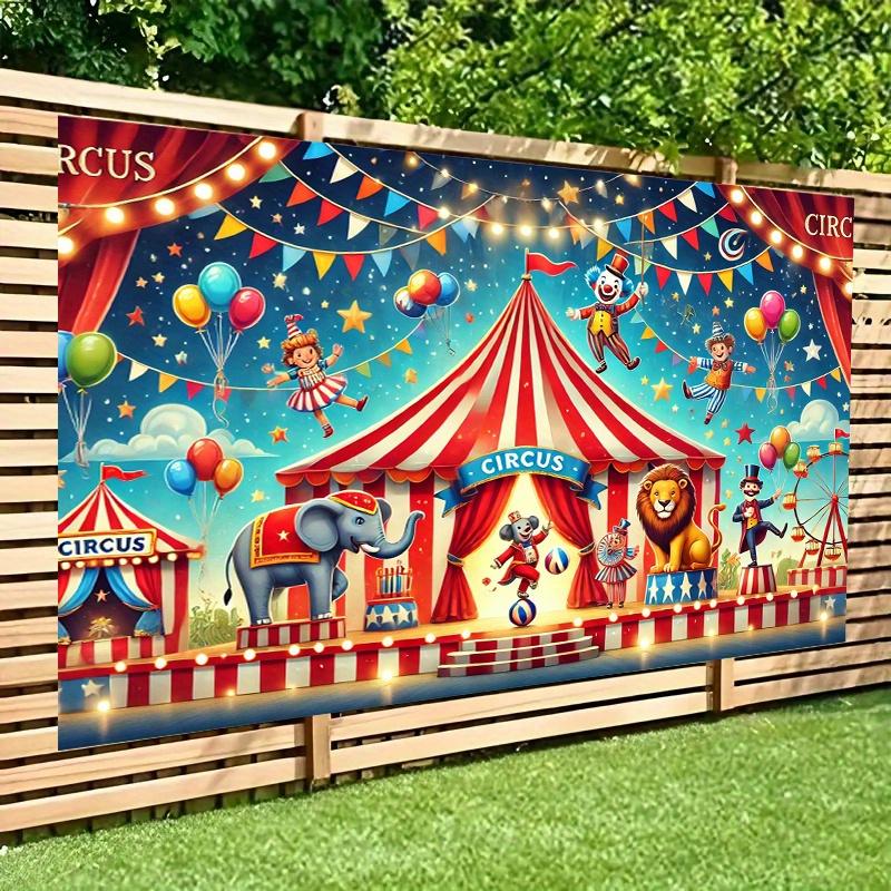 One 2D Background Banner, an Exciting Animal Display for Circus Performances, Polyester Fabric Wall Coverings