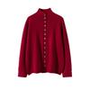 Design-Conscious Pure Cashmere Twelve-Stitch Roll-Edge Turtleneck Cardigan - Autumn/Winter Solid Color Loose Fit