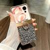 For Honor Magic V Flip 5G Case Leopard Pattern Ring Holder Rhinestone Hard PC Phone Cover