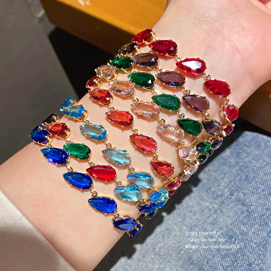 Elegant Zircon Water Drop Jewelry Bracelet For Womens Fashion Accessories