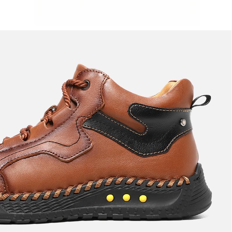 Men's High-top Hiking Boots Casual Sneakers Handmade Leather Shoes 39-46