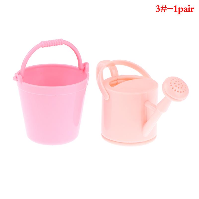 1Set Dollhouse Miniature Bucket Watering Can Model Plant Watering Tool Garden Decor Toy