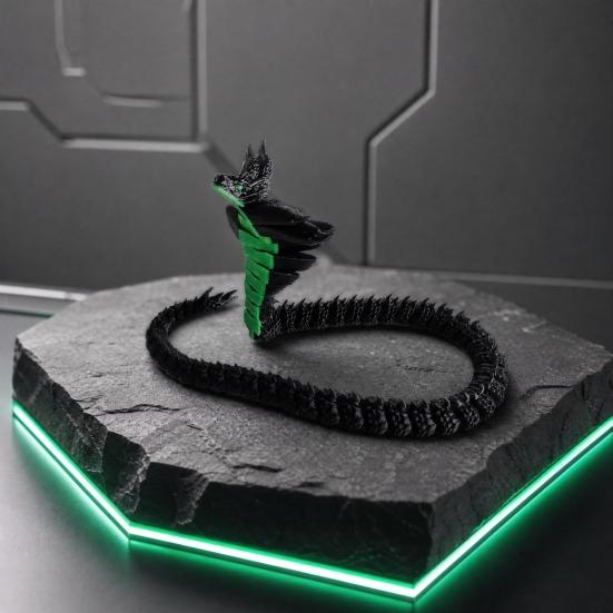 Snake Ornament, 3D Printing Poseable Snake Figure with Movable Joints Flexible Postures, Dark Themed Animal Desktop Collection Ornament