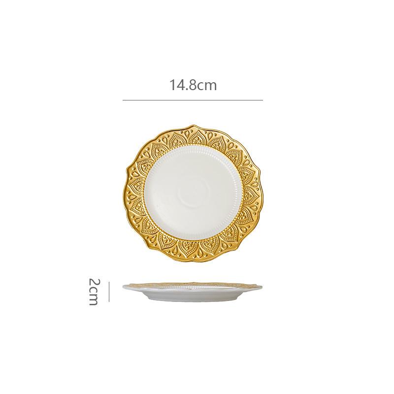 

Electroplated Gold Edged Ceramic Dessert Plate Steak Plates Pasta Dish Dining Plate Fruit Salad Bowl Sushi Plates Sting Disc