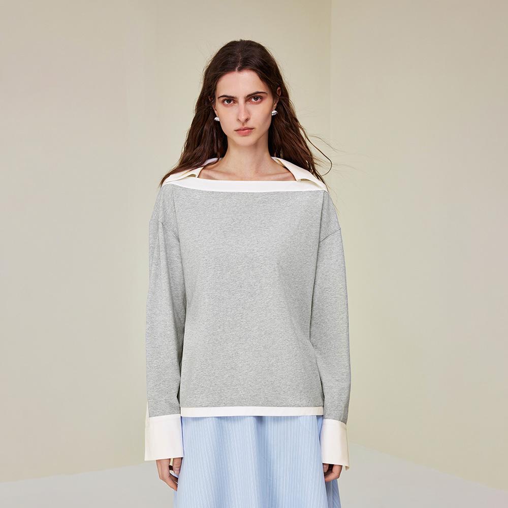 Waiwaiaiem Yy_Fake Two Long Sleeve Contrast Top