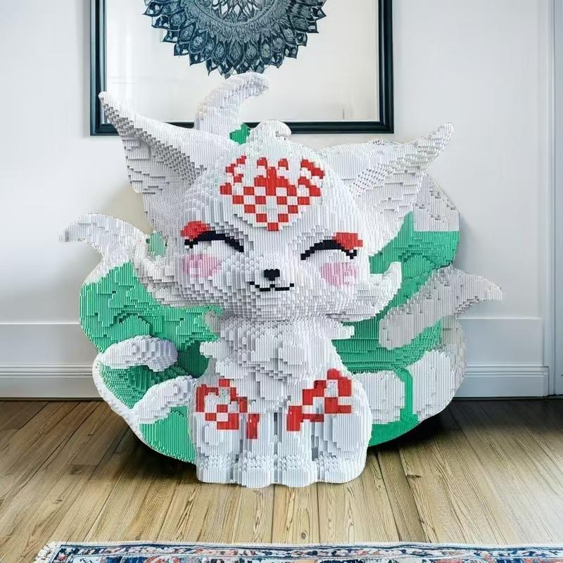 5682-teiliges grünes neunschwänziges Fuchs-Bausteinset, Partyspiele, Büro- und Heimdekoration, DIY-Handgemachtes Set, kreatives Bauspielzeug