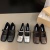 Flat-bottomed Silver Mary Jane Single Shoes Women's Shoes Spring and Autumn 2025 New Spring Skirt French Gentle Evening Shoes
