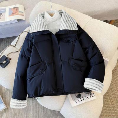 Mantel für Damen Verdickter Plüsch Winter Windbreaker Übergroß Wasserdicht Lässig Reißverschluss Daunenjacke