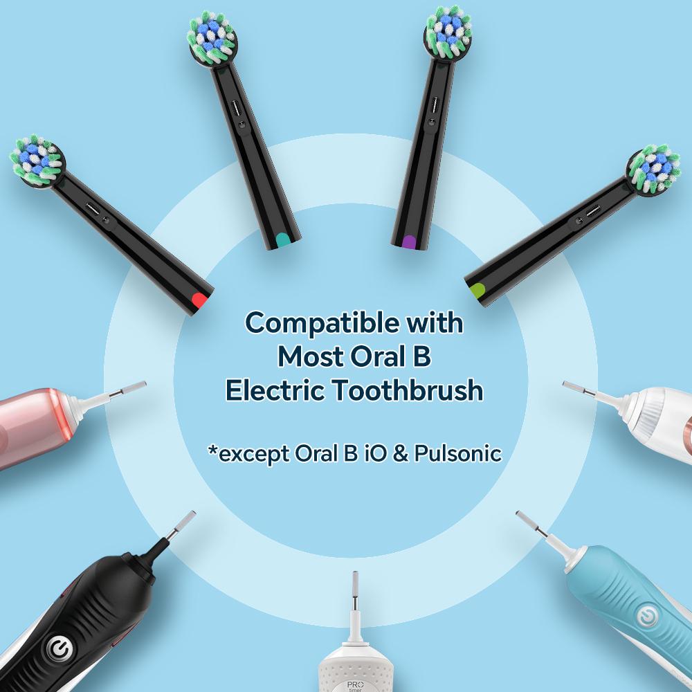 Cross Action Electric Toothbrush Replacement Heads Compatible with Oral B Pro, X-Shape and Angled Bristles Brush Head for OralB