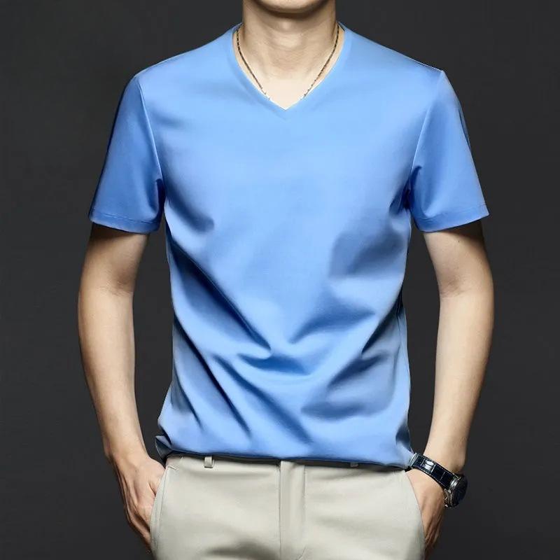 

Modal Summer Men s T-shirts High Quality Short Sleeve Solid Color Round Collar Simple Casual Male Tees Plus Size 5XL S