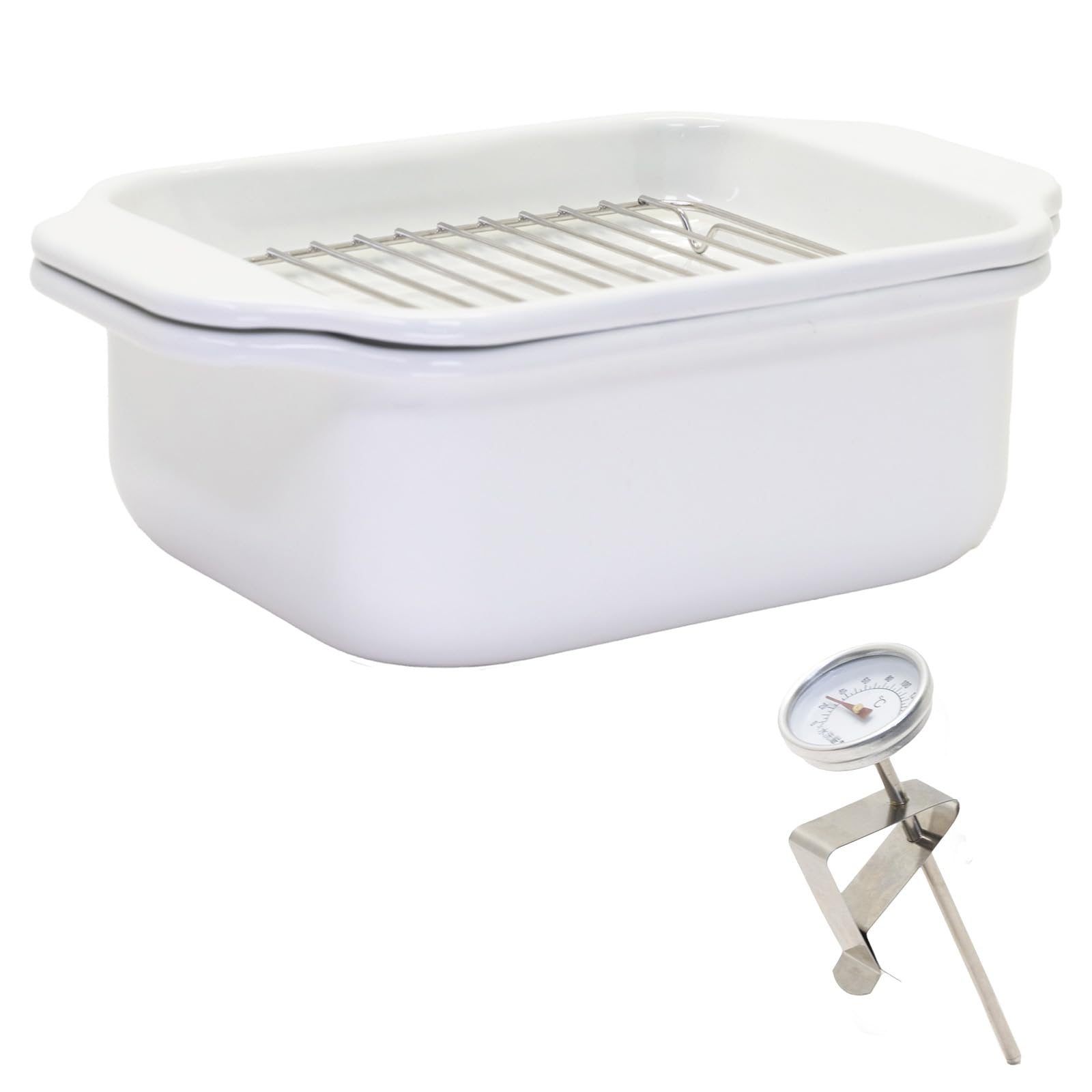 каждый U. Эмалированная кастрюля для темпуры, квадратная, с термометром, сервировочным подносом и решеткой, подходит для индукционных/газовых плит, компактная, экономичная, сковорода, эмалированная кастрюля,