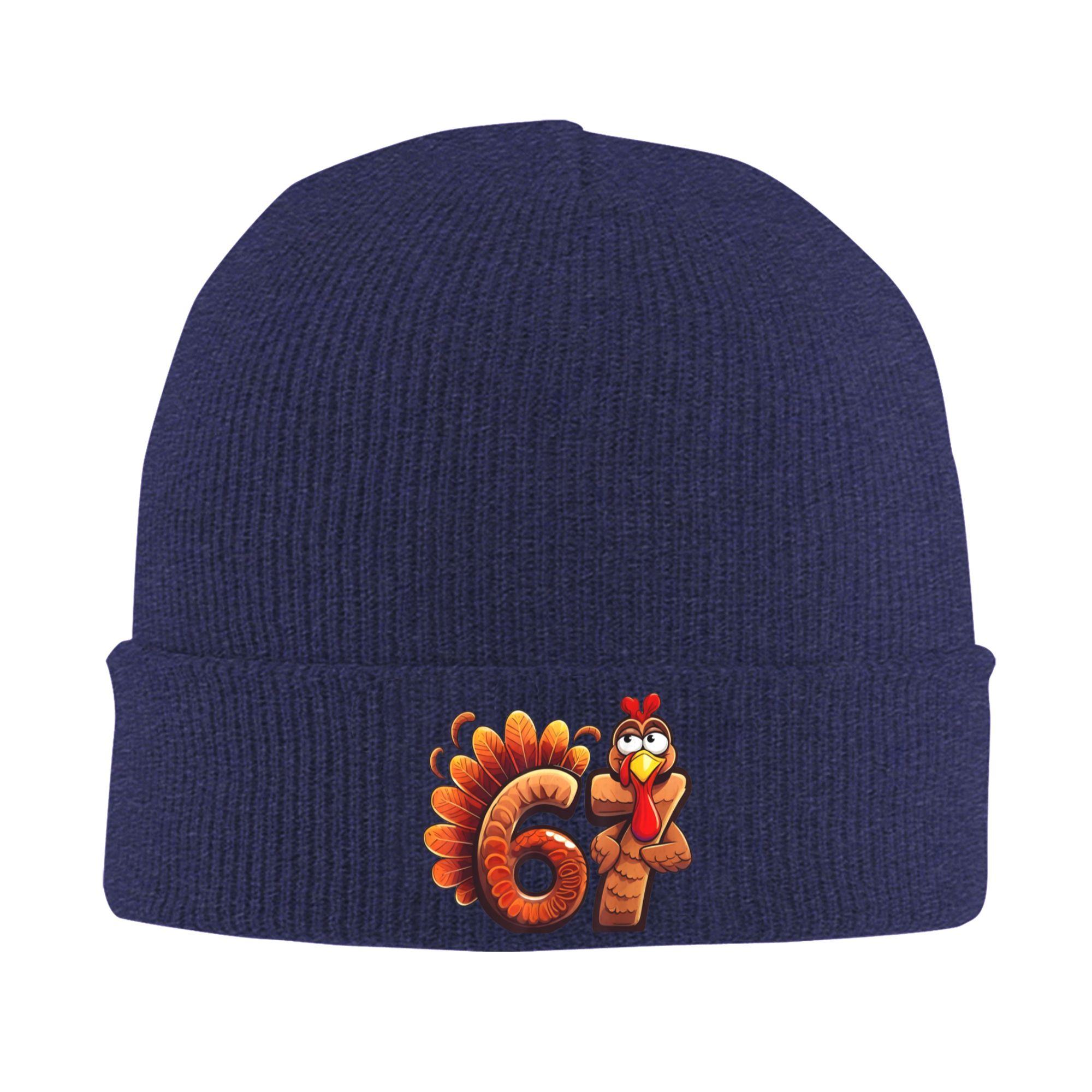 

67 Thanksgiving Funny Turkey Thanksgiving 67 Turkey Beanie Hats Bonnet Hats Men Women Street Knitting Hat Spring Warm Soft Caps One Size
