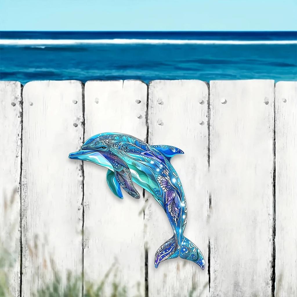 Metall Delfin Wandkunst Skulptur Dekorative Silhouette Handgefertigte Eisenkunst Kreatischer Rosteffekt Innen Außen Haus Akzent