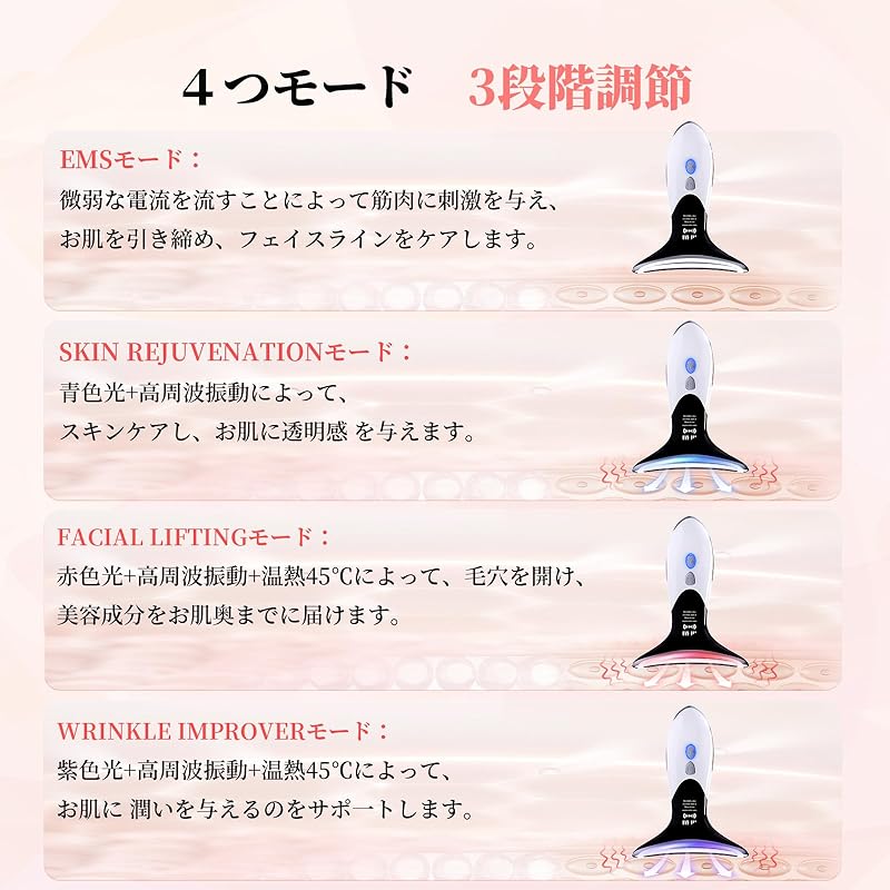 MLBER Facial Beauty Device 4 Modes 3 Stage Adjustment EMS LED Light Heat Multifunctional Facial Roller Kassa Convenient To Carry Household Use Unisex