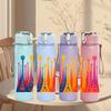 1PC Rainbow Paint Splash Art Print 750ml Color Plastic Sports Water Bottle Leakproof Flip Straw Lid Suitable for Sports Office Home Use