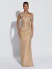 2026 European Spring/Autumn Rhinestone One-Shoulder Cut-Out Slim Fit Long Dress for Women