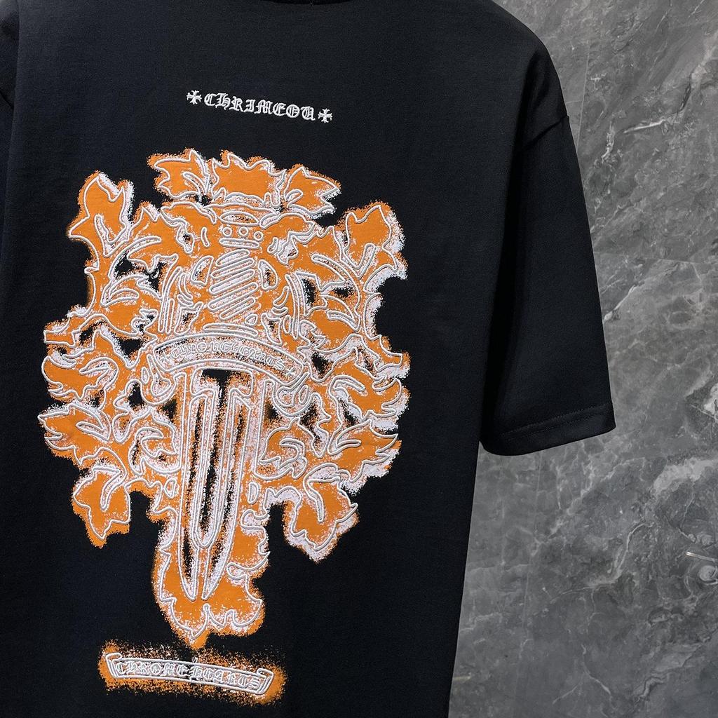 8935 CHROME HEARTS 2026 Summer New High Quality Cotton Round Neck Loose Large Size Men's and Women's T-shirt Couple T-shirt