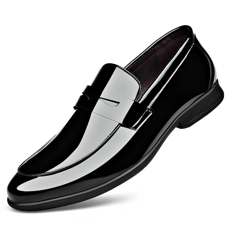Men s Korean Style Slip-On Patent Leather Business Shoes - Fashionable, Comfortable, Lightweight, Soft Sole, Versatile, Trendy. 40