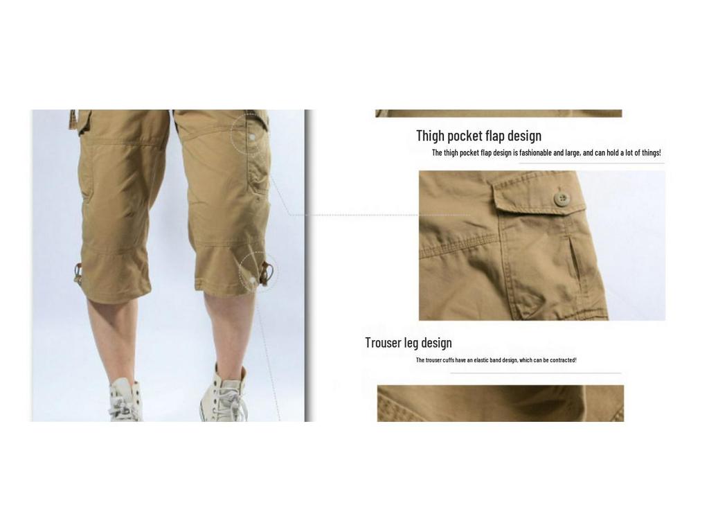Herren Sommer Locker Geschnittene Camo Cargo Shorts - Übergröße, Mittellang, 7 Taschen