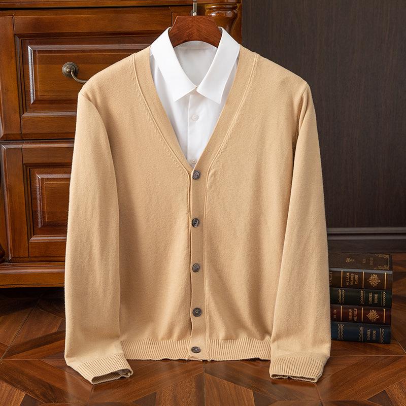 Men's Classic V-Neck Single-Breasted Korean-Style Loose Knit Cardigan Sweater