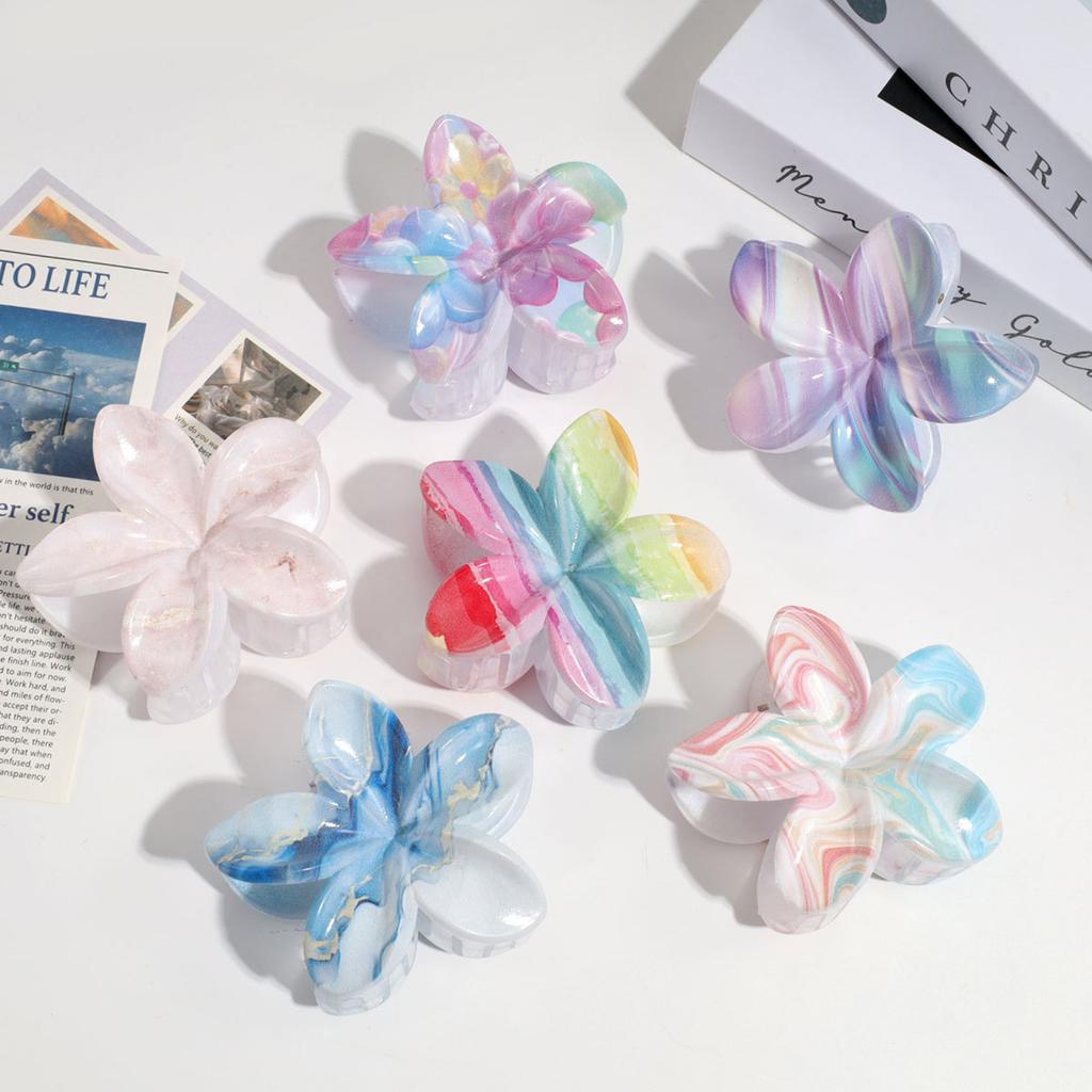 Clipsuri de păr Dopamină de 7 cm Pentru Femei Vitalitate Gradient Colorat Rechin Prindere Păr Formă de Floare Agrafe de Păr Accesorii de Păr Hawaii