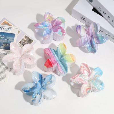 7cm Dopamin Haarspangen für Frauen Vitalität Farbverlauf Bunte Hai Haarspange Blumenform Haarspangen Hawaii Haarschmuck