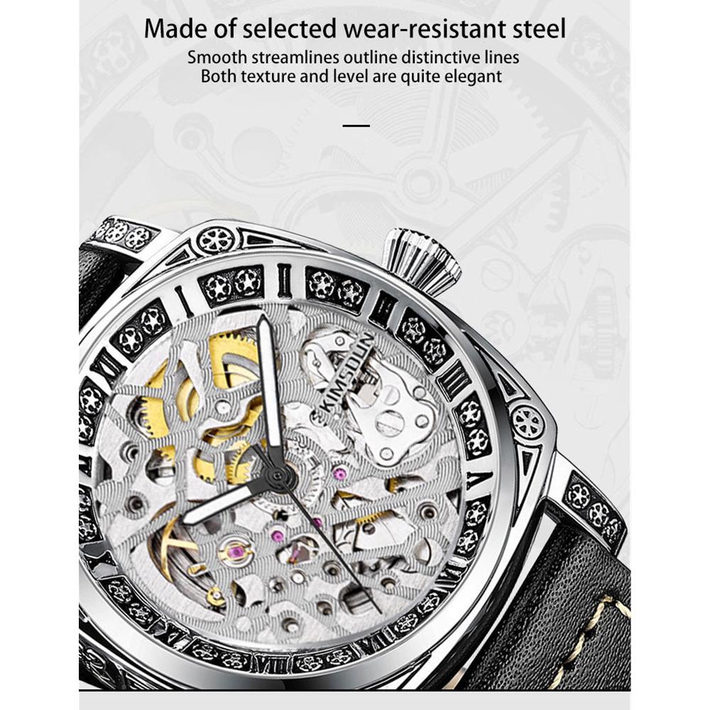 KIMSDUN Watch Men's Top Brand Luxury Clock Double-sided Hollow Automatic Mechanical Trend Ancient Carved Waterproof Men's Watch