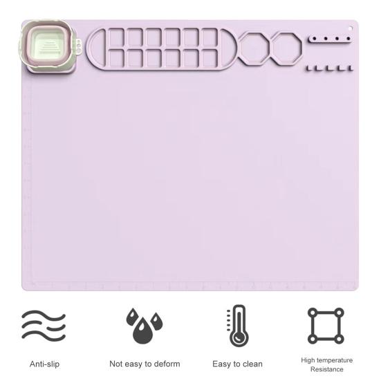 Drawing Mat Food Grade Silicone Painting Mat with Cup Non-Stick Art Mat with Brush Cleaner Pen Holder DIY Clay Art Supplies