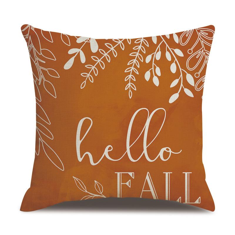 Thanksgiving Linen Pillowcase Autumn Pumpkin Print Pillow Cushion Cover