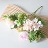 Mixed Artificial Flower Bouquet Faux Silk Rose Hydrangea Flowers with Stem Fake Wedding Bouquet for Bridal Floral Arrangement Home Table Centerpiece