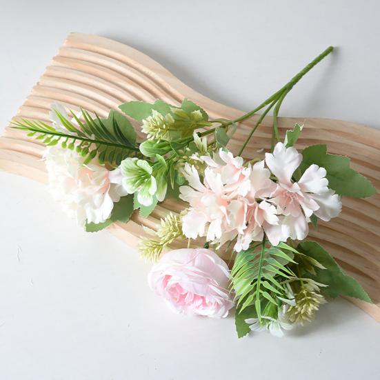 Mixed Artificial Flower Bouquet Faux Silk Rose Hydrangea Flowers with Stem Fake Wedding Bouquet for Bridal Floral Arrangement Home Table Centerpiece