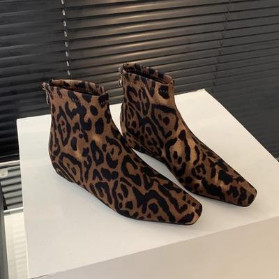 Fashion Leopard Women Ankle Boots Elegant Flats New Suede Shoes Designer 2025 Winter Trend Fashion Snow Boots Party Brand Woman Botas