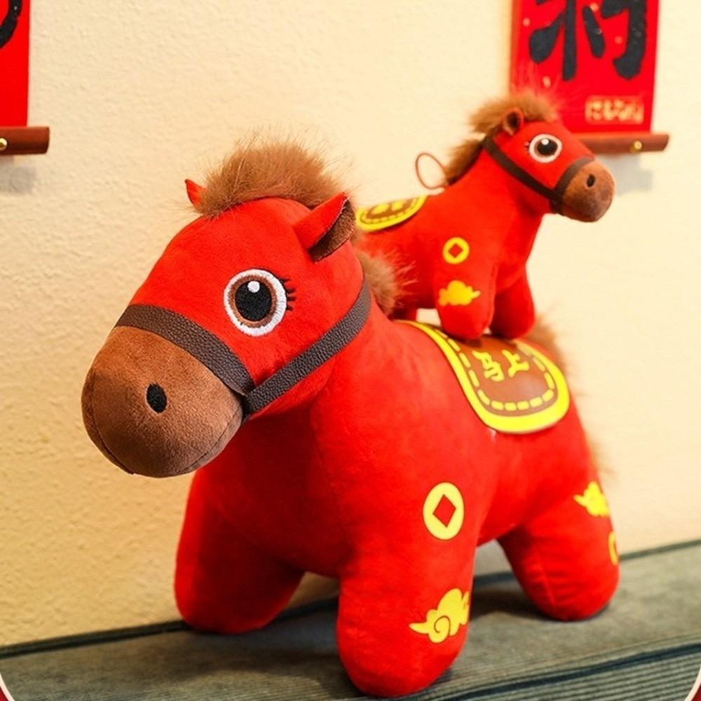 Red Horse Plush Toys Letter Print Zodiac Pony Figurine Good Luck New Year Mascot Chinese New Year