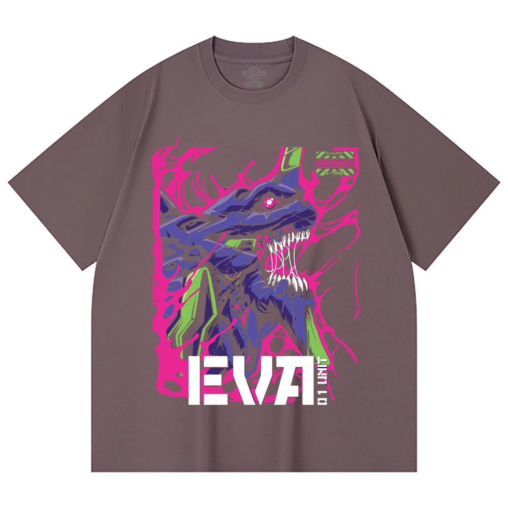 230 Gsm 100% Cotton Evangelion V8 Print Unisex Heavy Cotton T Shirt