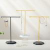 Earring Necklace Ring Bracelet Jewelry Holder Marble Pattern T-Shaped Jewelry Display Organizer Holders Metal Storage Racks