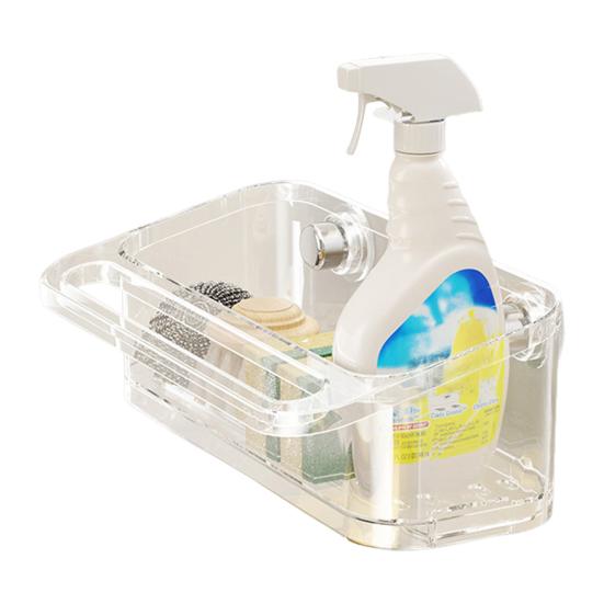 Kitchen Sink Organizer Drain Rack with Suction Cup Strong Load-bearing Simple Installation Self-draining Shelf Sponge Holder
