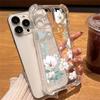 Floral Print Clear Slim Shockproof Case For iPhone 16 Pro 16E 15 Pro Max 14 13 12 11 Anti-Fall Soft Silicone Transparent Phone Cover