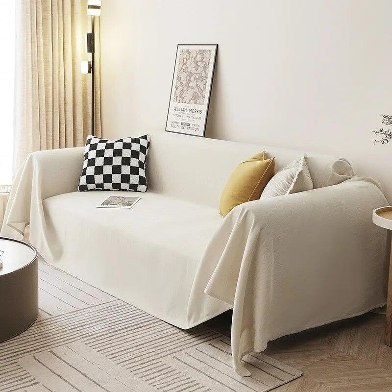 Modern Minimalist Chenille Sofa Towel Cover Solid Color Anti Cat Scratch Sofa Mat Four Seasons Universal Sofa Cover