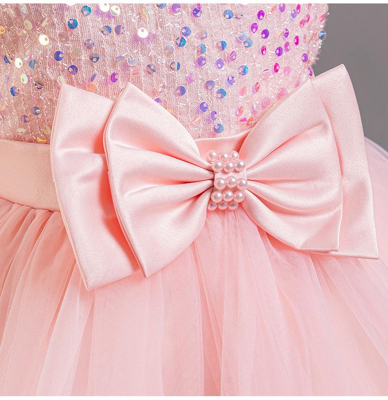 Sequin Fluffy Mesh Princess Dress for Baby Girls - One-Year-Old Banquet/Evening Attire