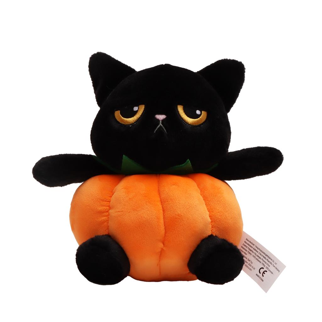 Cute Halloween Plush Toy Cartoon Pumpkin Cat Black Kitten Bat Stuffed Animals Soft Trick-or-Treat Gift for Kids Home Decor