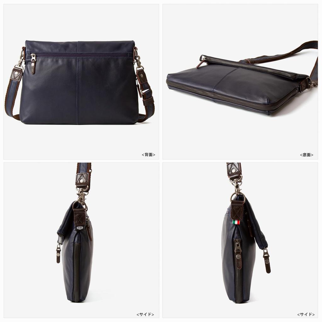 DOUBLES Piele Naturală Clutch de Umăr Bleumarin Geantă pentru Bărbați, Geantă, VLR-1656,