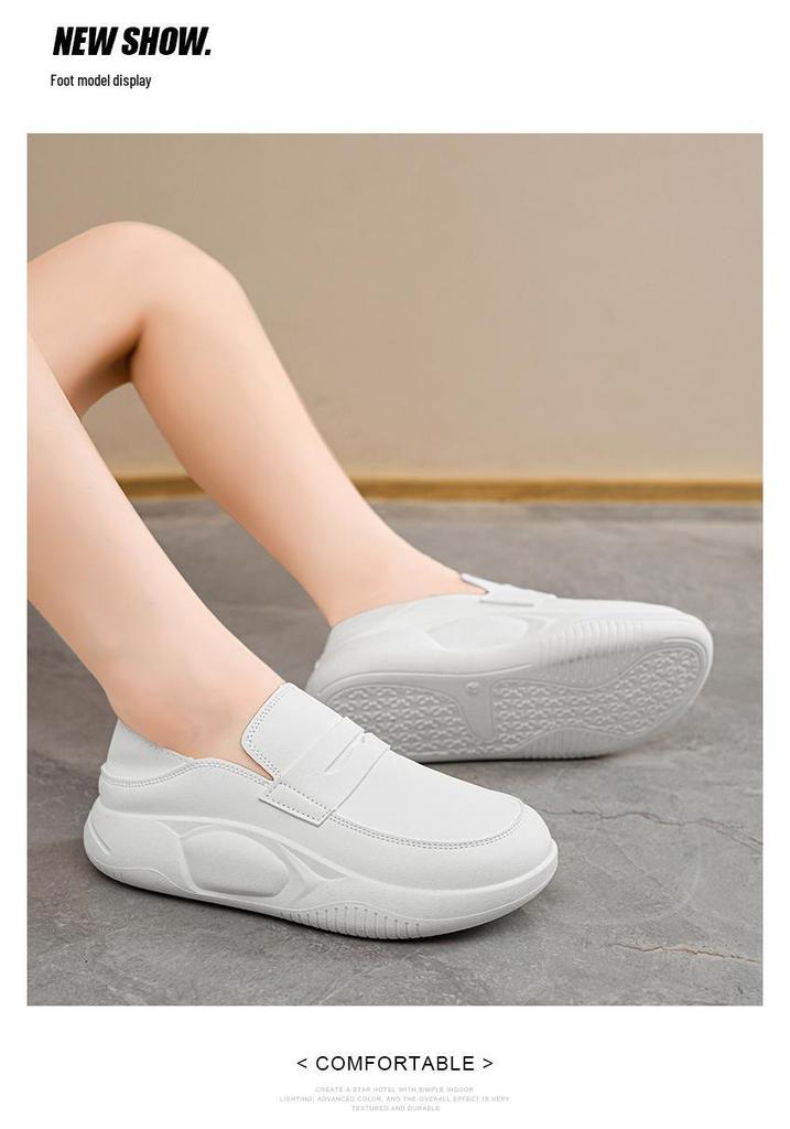 Women's Plus Size Non-slip White Nurse Shoes - Comfortable Slip-on for Long Hours