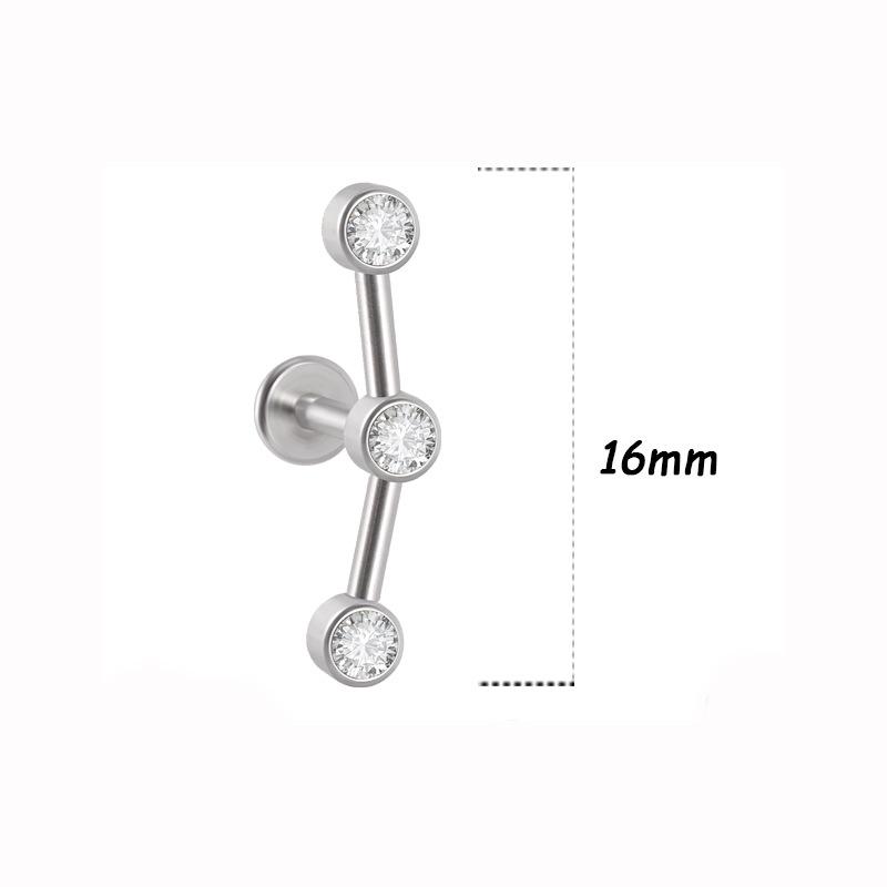 Titanium Steel 1.2 Gauge Crystal Cluster Triangle Lip & Ear Piercing Ring