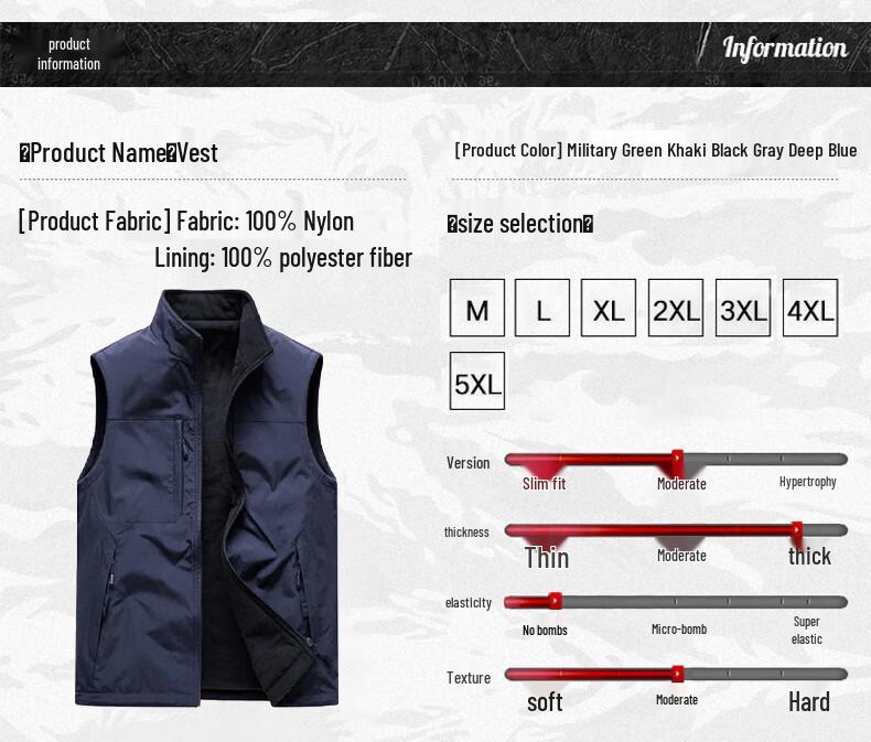 TUCANO Men's Autumn/Winter Outdoor Multi-Pocket Stand-Collar Vest