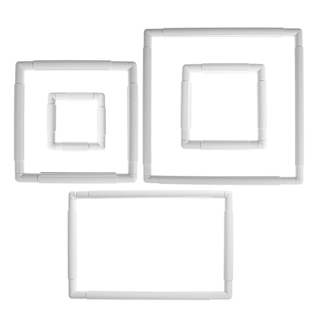 PP Embroidery Frame White Square Shape Cross Stitch Frame DIY Craft Need Assembled for Cross Stitching Quilting for Sewing