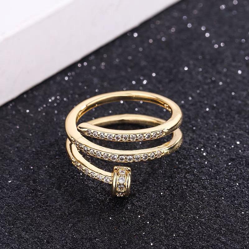 Bague Spiralée en Zircon Micro-Incrusté Style Européen et Américain