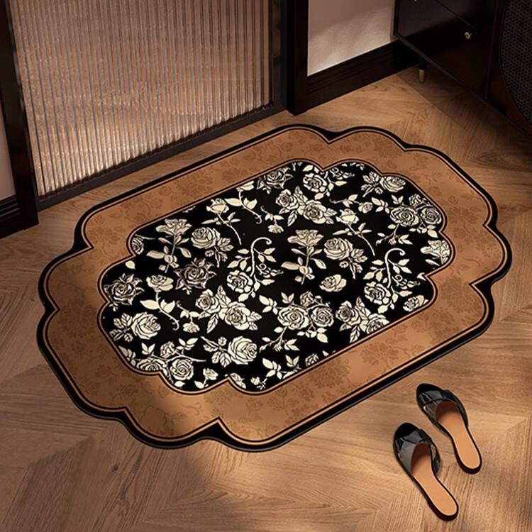 Traditional Chinese-Style Bathroom Super Absorbent Floor Mat, Shower Room Toilet Entrance Diatomaceous Earth Anti-Slip Quick-Drying Non-Slip Foot Mat