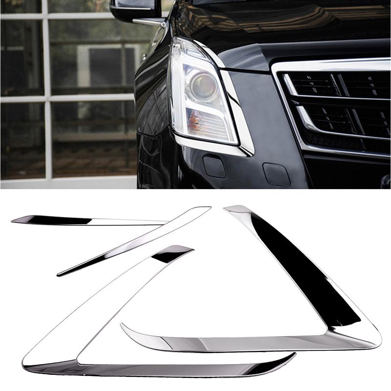 1 Pair Stainless Steel Chrome Front Headlight Lamp Eyebrow Cover Trim Fit for Cadillac XTS 2013-2017