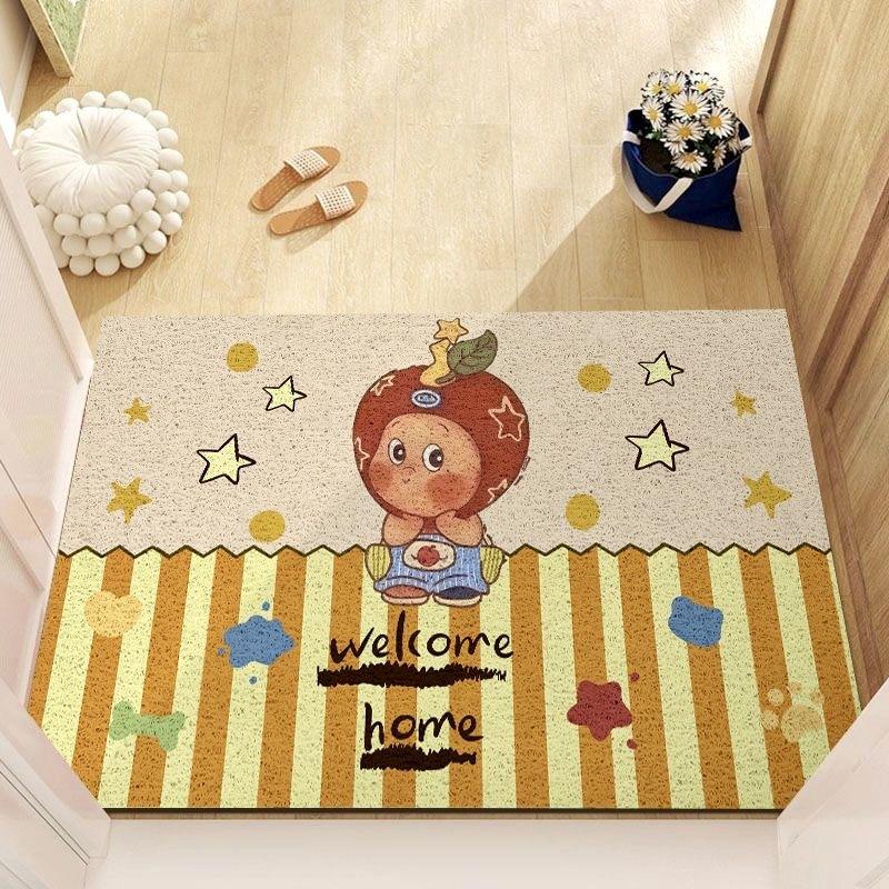 Cartoon Star Human Silk Circle Floor Mat, Entrance Door Non-Slip, Dirt-Resistant And Easy To Take Care Of, Foot Pad Household Wear-Resistant And